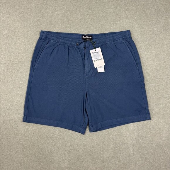Barbour Oxtown Shorts Men's 2XL Drawstring Cotton Shorts Denim Blue NWT Casual - Picture 1 of 11